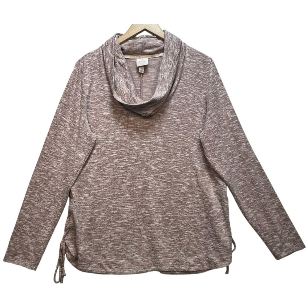 Knox Rose Women's Cowl Neck Pullover Sweater Knit Long Sleeve Size XL Pink Brown